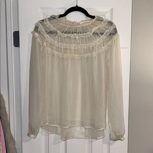Capulet Elegant Sheer Cream Ruffled Women's Top